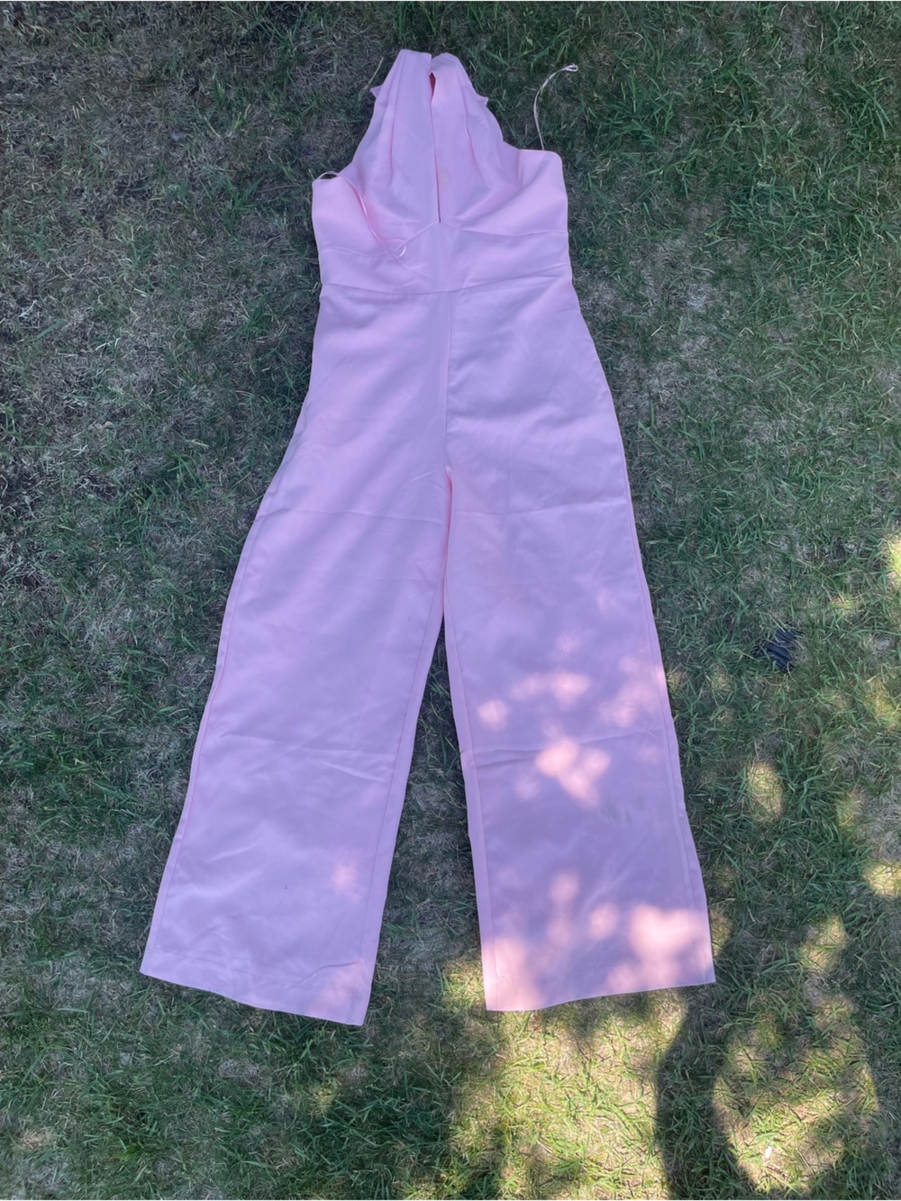 Francesca's Collections Pink Halter Wide-Leg Jumpsuit